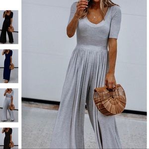 Roslady Drape Design Elastic One-piece Jumpsuit